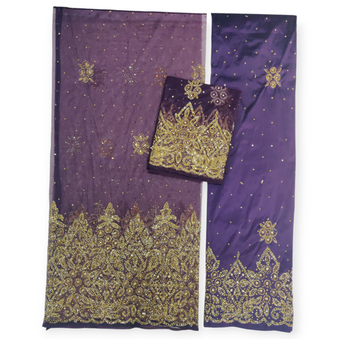 Gold Design on Dark Purple Background Handwork George
