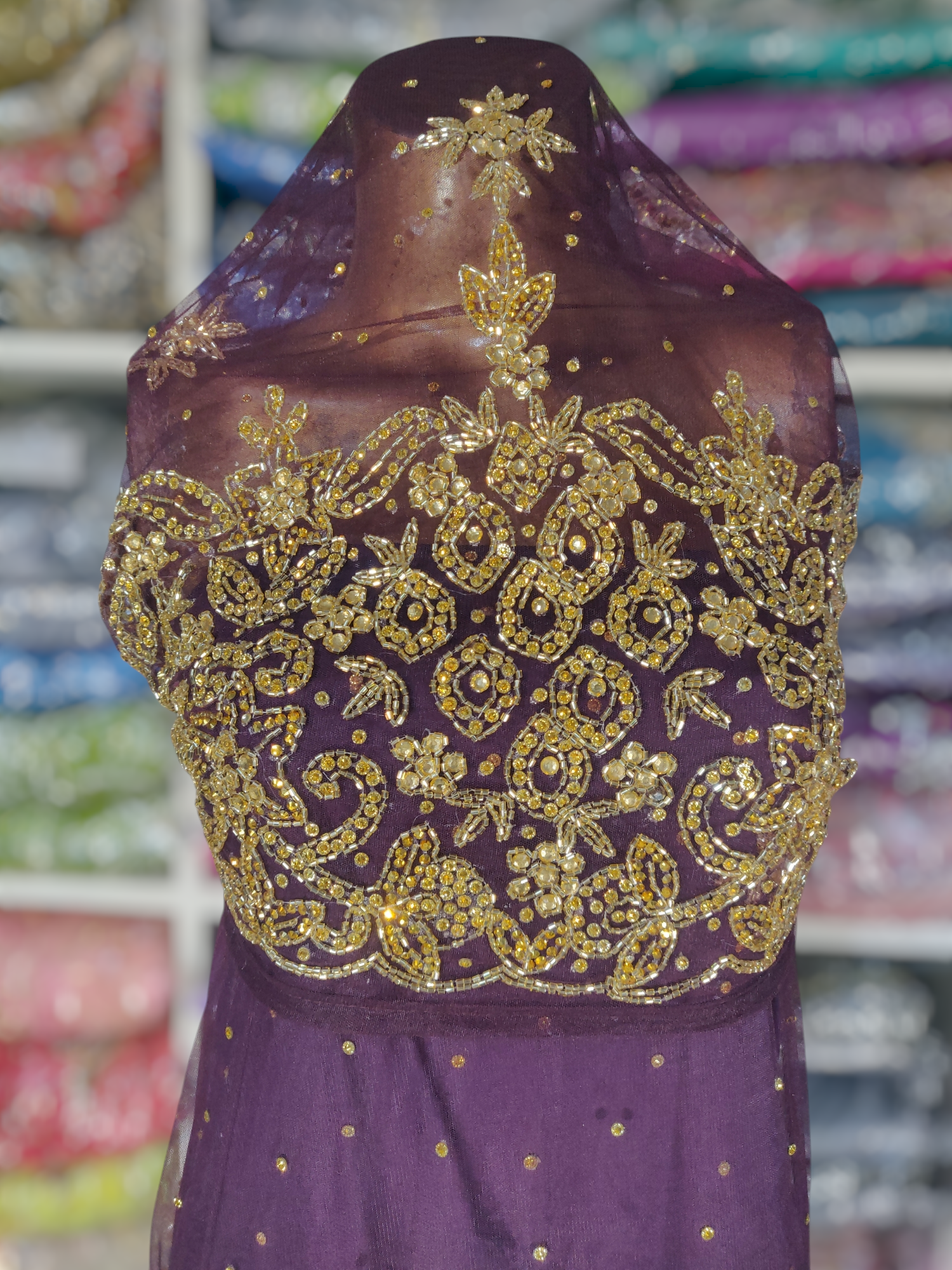 Gold Design on Darker Purple Background Medium George Wrapper
