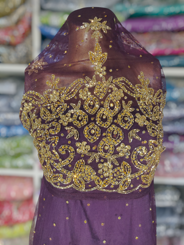 Gold Design on Darker Purple Background Medium George Wrapper