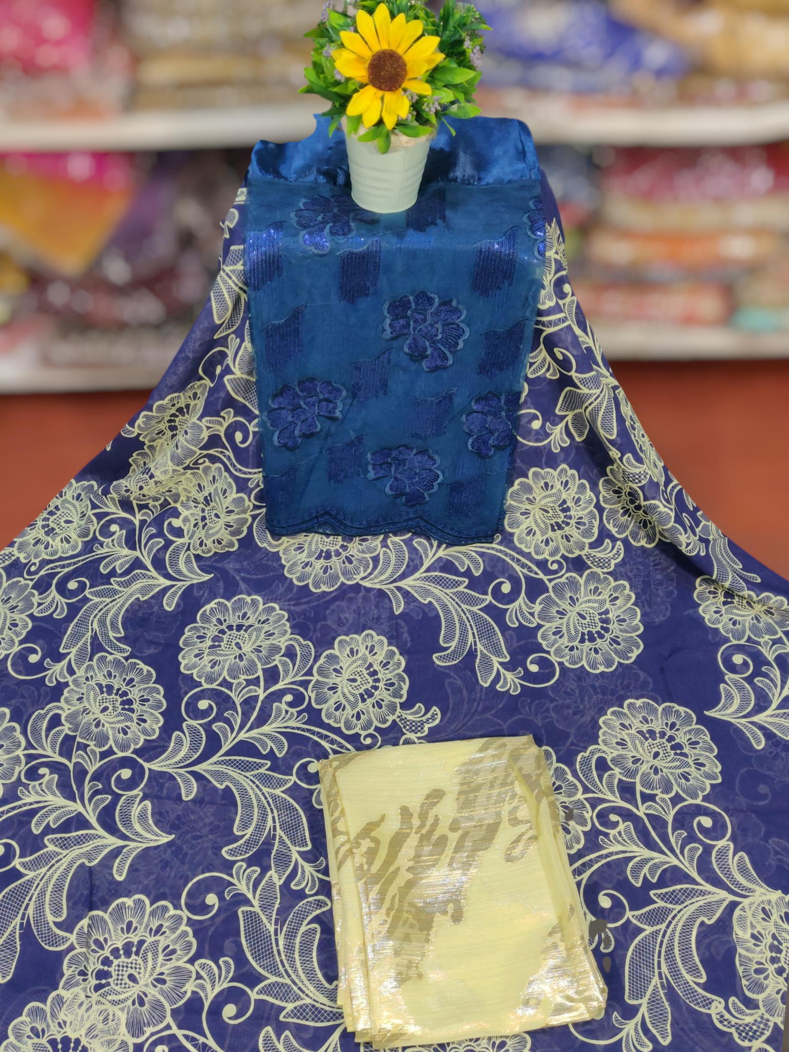 Gold Design on Blue Background Swiss Dirac