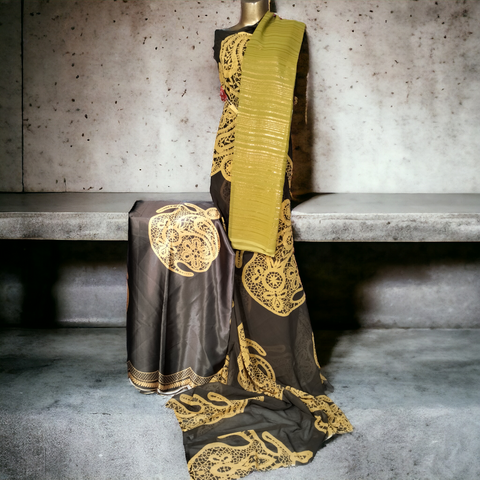 Gold Design on Darker Brown Background Swiss Dirac