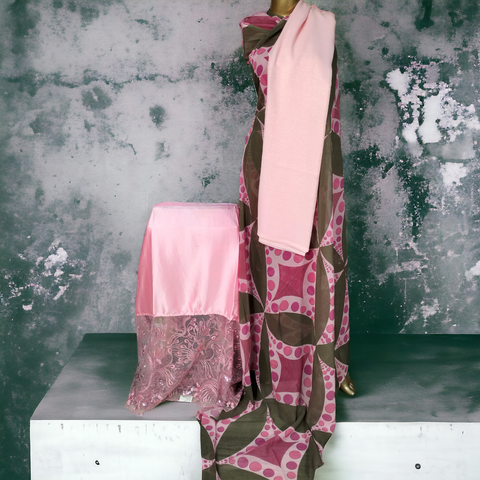 Darker Pink and Pink Design on Dark Brown Background Swiss Dirac
