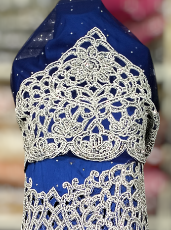 Colorful Raw Silk Net Lace Indian Heavy Beaded Bridal George Fabric For Evening Dresses