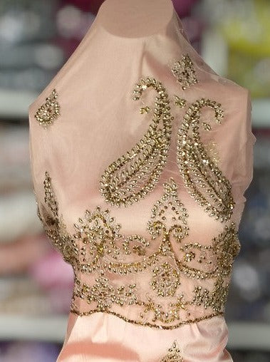 African Women George Fabric Order Online Lilac Color Golden Beaded Women Nigerian George