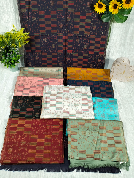 Multicolor on Dark Purple Background Pashmina Shawl Available in Beige, Orange, Pink, Darkest Blue, Black, White, Light Blue, Dark Red, and Beige Green