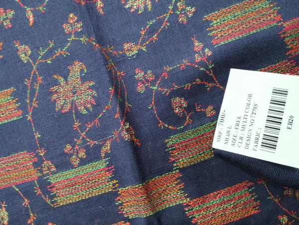 Multicolor on Dark Purple Background Pashmina Shawl Available in Beige, Orange, Pink, Darkest Blue, Black, White, Light Blue, Dark Red, and Beige Green
