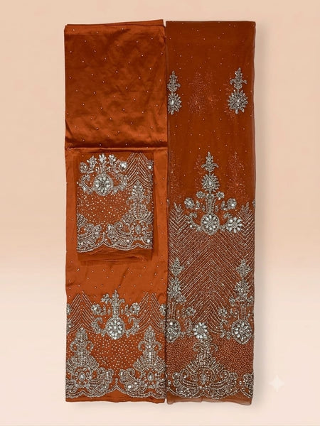 High Quality Heavy Handwork Nigerian George Fabric Set for Women Wedding Party Wear