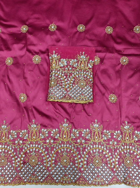 Premium Wedding George Fabric with Heavy Beaded Border and Designer Stone Work for Bridal Celebration Wear