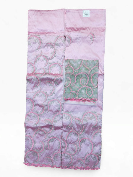 Baby Pink Designer Embroidered George Fabric with Silver Floral Vine Pattern | Premium Occasion Wear