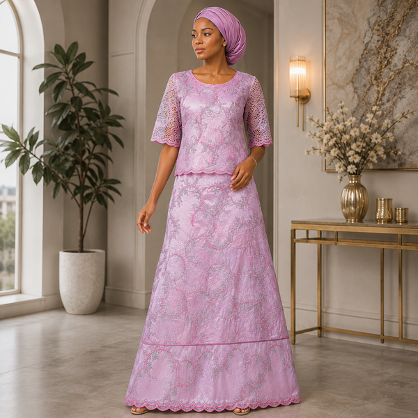 Baby Pink Designer Embroidered George Fabric with Silver Floral Vine Pattern | Premium Occasion Wear