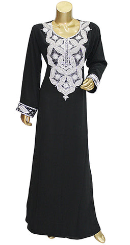 Dubai Style Full Crystal Work Embroidered Kaftan Long Party Dress for Women