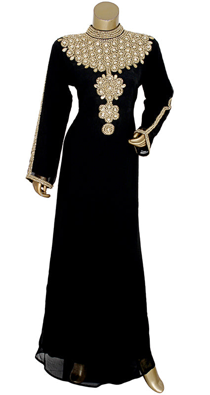 High Quality Pure Chiffon A Style Chinese Collar Kaftan Party Wear Dress for Women