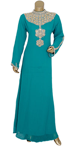 Newest Style High Quality Pure Chiffon Chinese Collar Kaftan Long Dress for Women