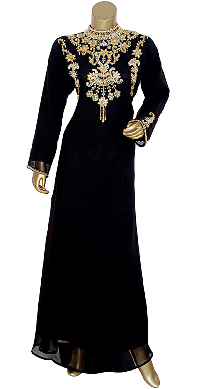 Dubai Kaftan With Round Collar Ready Dress Party Wear Long Gown Maxi for Women