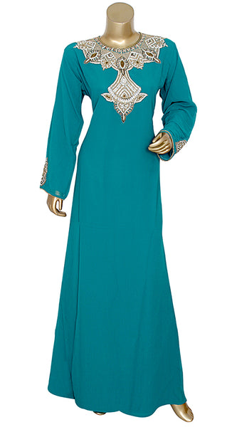 Pure Chiffon Hand Embroidered Kaftan With And Pearls