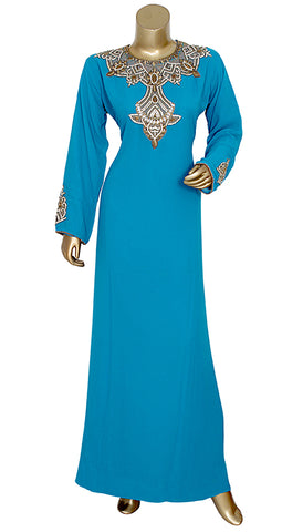 Pure Chiffon Hand Embroidered Kaftan With And Pearls