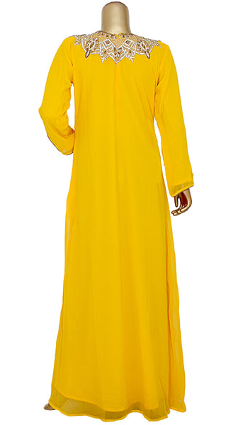 Pure Chiffon Hand Embroidered Kaftan With And Pearls