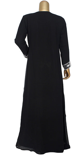 Heavy Pearl And Stone Embroidered Chiffon Kaftan