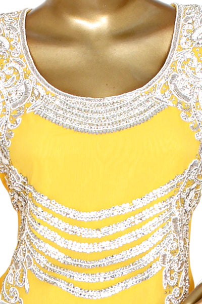 Pure Chiffon Silver Hand Embd Kaftan