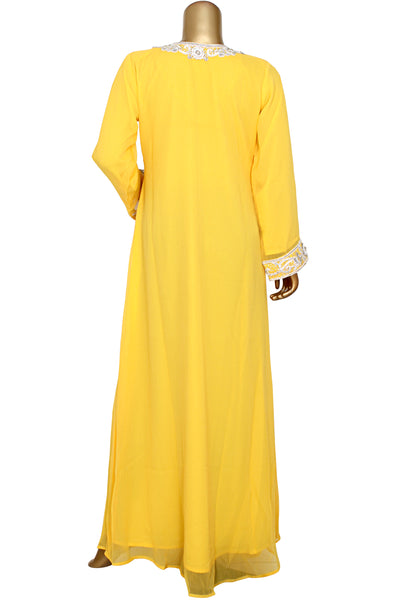 Pure Chiffon Silver Hand Embd Kaftan
