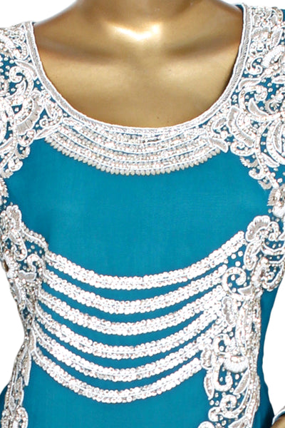 Pure Chiffon Silver Hand Embd Kaftan