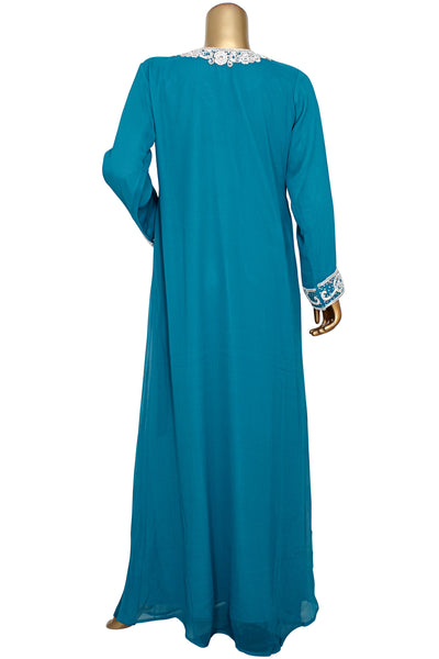 Pure Chiffon Silver Hand Embd Kaftan