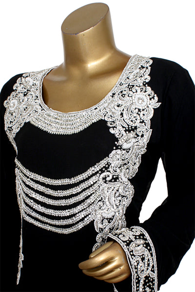 Pure Chiffon Silver Hand Embd Kaftan