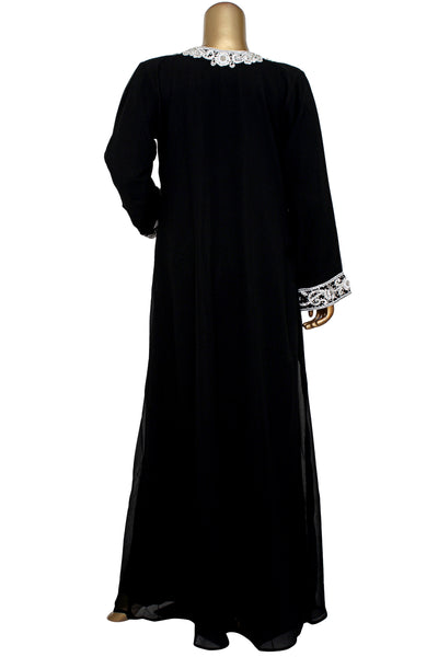 Pure Chiffon Silver Hand Embd Kaftan