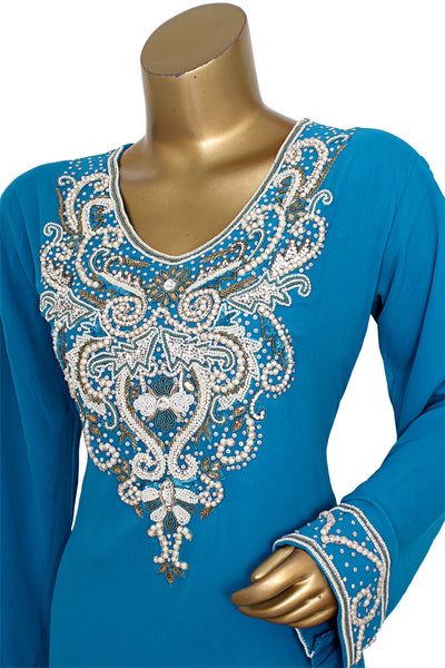 Pure Chiffon Stone Pearl Moti Work