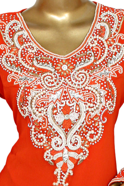 Pure Chiffon Stone Pearl Moti Work