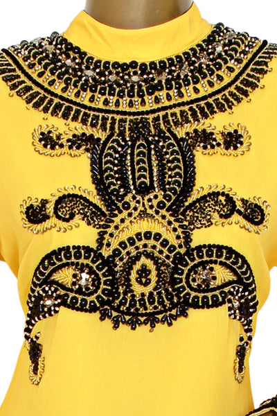 Pure Chiffon Black Beaded Kaftan