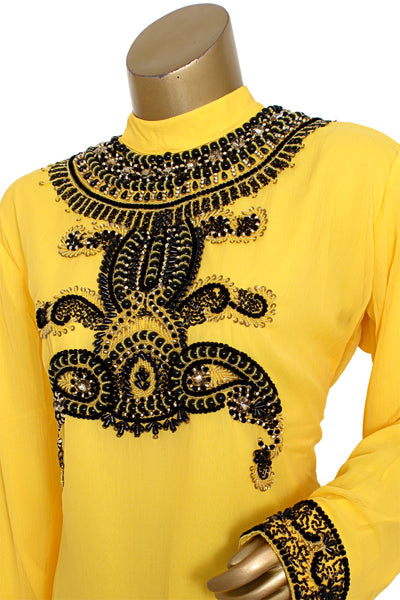 Pure Chiffon Black Beaded Kaftan