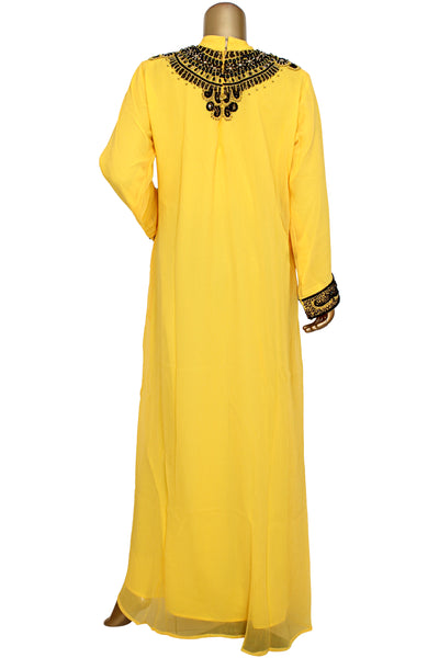 Pure Chiffon Black Beaded Kaftan
